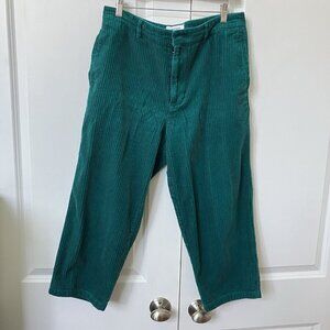 Urban Outfitters Pants Womens 32 Green Corduroy Cropped Wide Leg Trousers